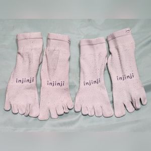 Lot of 2 pairs of lightweight Mens Injinji Mini Crew Toesocks Size Large White